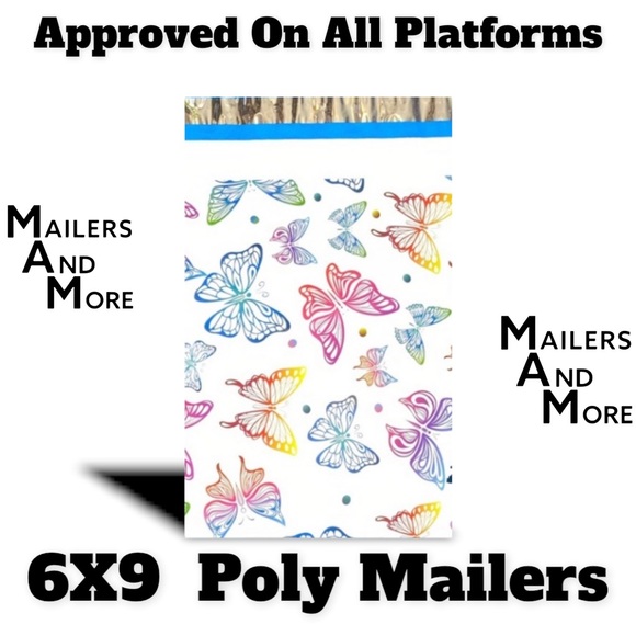 25 6X9 Poly Mailers Rainbow Butterfly Shipping Envelopes PRICE FIRM - Picture 3 of 7